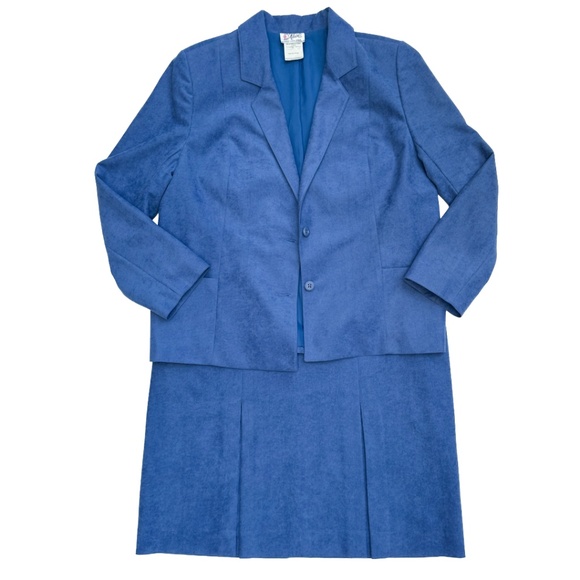 Vintage D’Allaird’s Blue Skirt Suit Set – Size 15 Jacket & Size 16 Skirt - Picture 1 of 7